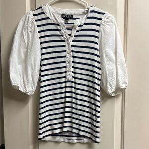 NWOT JCrew Puff Sleeve Stripe Tee SMALL